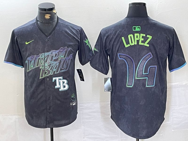 Men Tampa Bay Rays #14 Lopez Black City Edition Nike 2024 MLB Jersey style 4->tampa bay rays->MLB Jersey